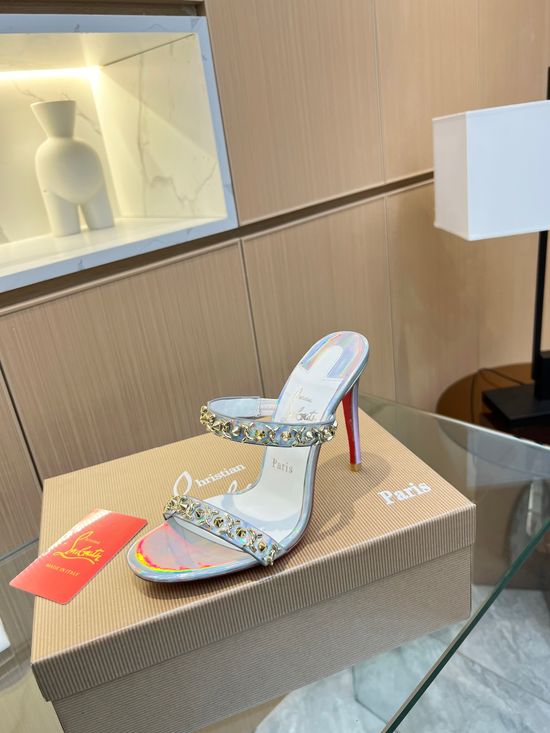 Christian Louboutine Sparkly Crystal Strappy High Heel Sandals
