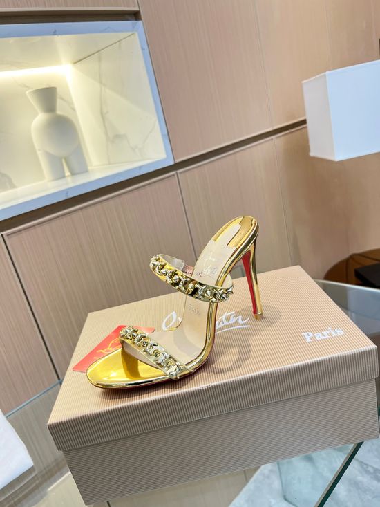 Christian Louboutine Sparkly Crystal Strappy High Heel Sandals