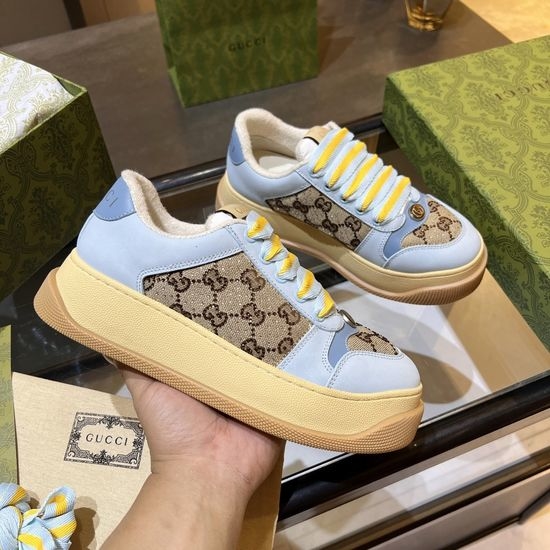 Gucci High Quality Canvas Casual Sneakers Non-slip Thick Sole
