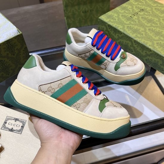 Gucci Premium Canvas Sneakers with Leather Details Thick Sole