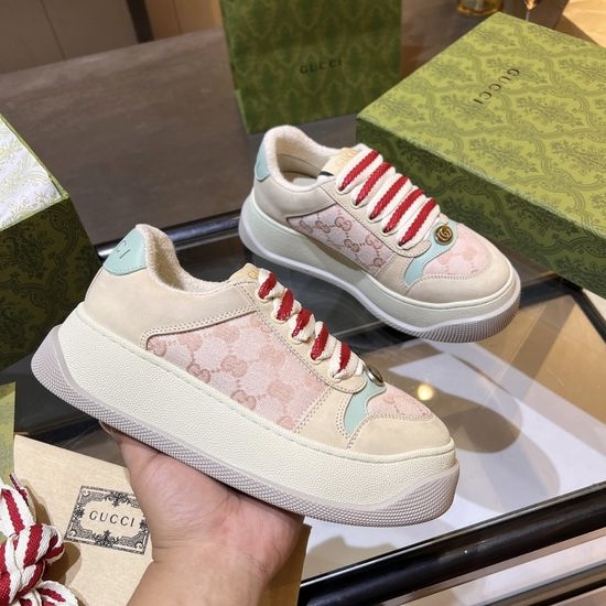 Gucci Premium Canvas Sneakers with Leather Details Thick Sole