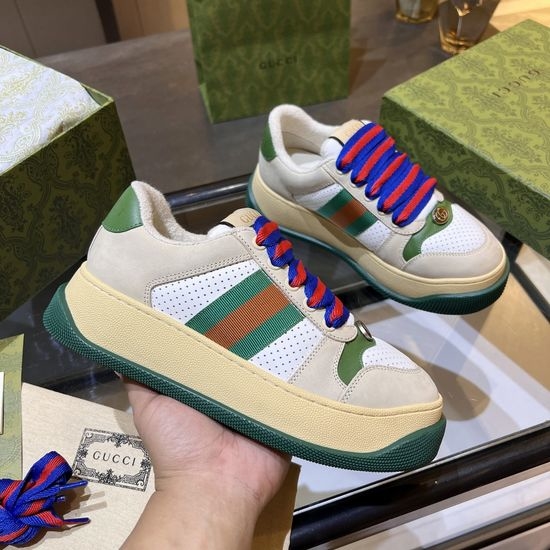 Gucci Premium Canvas Sneakers with Leather Details Thick Sole