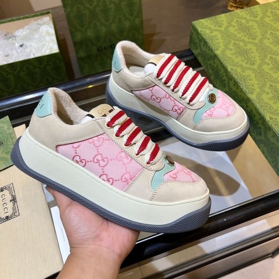 Gucci Premium Canvas Sneakers with Leather Details Thick Sole