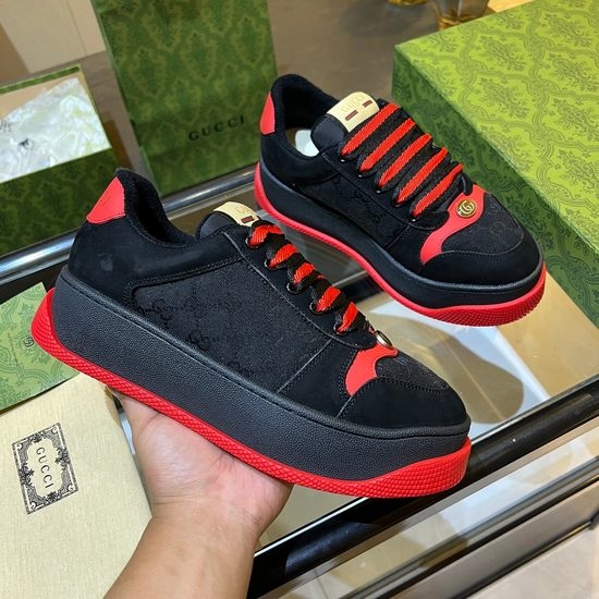 Gucci Premium Canvas Sneakers with Leather Details Thick Sole