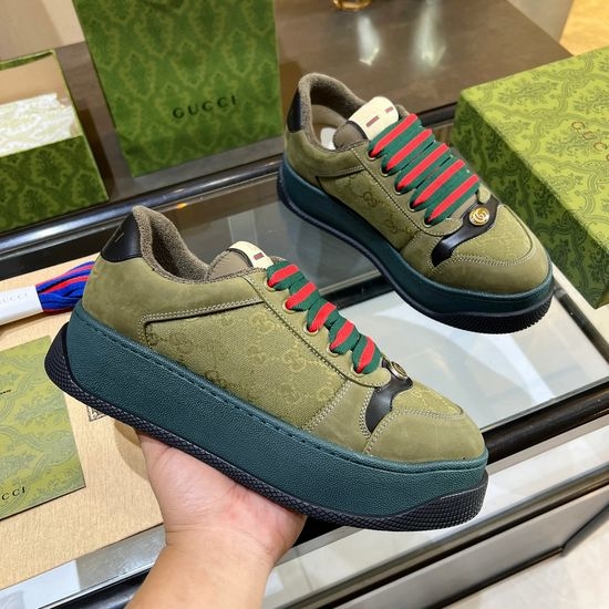 Gucci Premium Canvas Sneakers with Leather Details Thick Sole