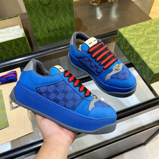 Gucci Premium Canvas Sneakers with Leather Details Thick Sole