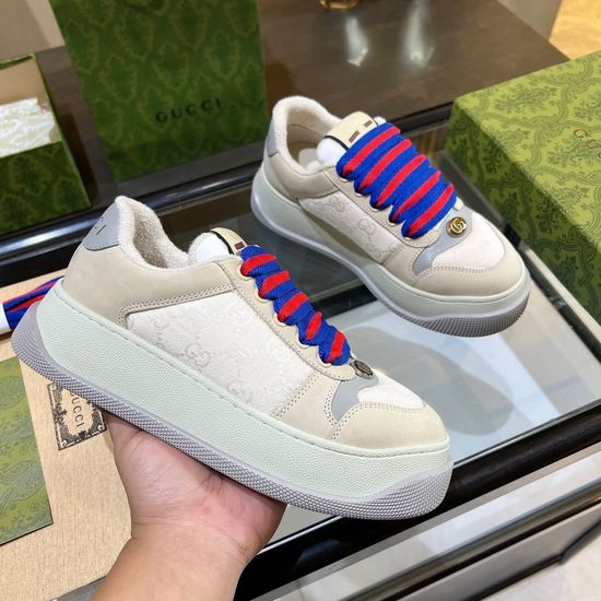 Gucci Premium Canvas Sneakers with Leather Details Thick Sole