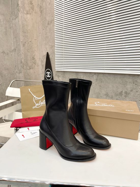 Louis Vuitton Convertible Stretch Leather Block Heel Ankle Boots