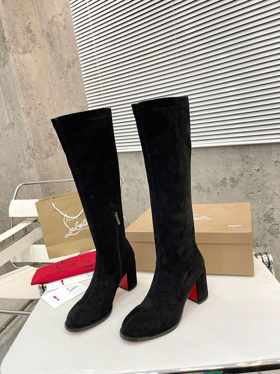 Louis Vuitton Elegant Stretch Velvet Block Heel Ankle Boots