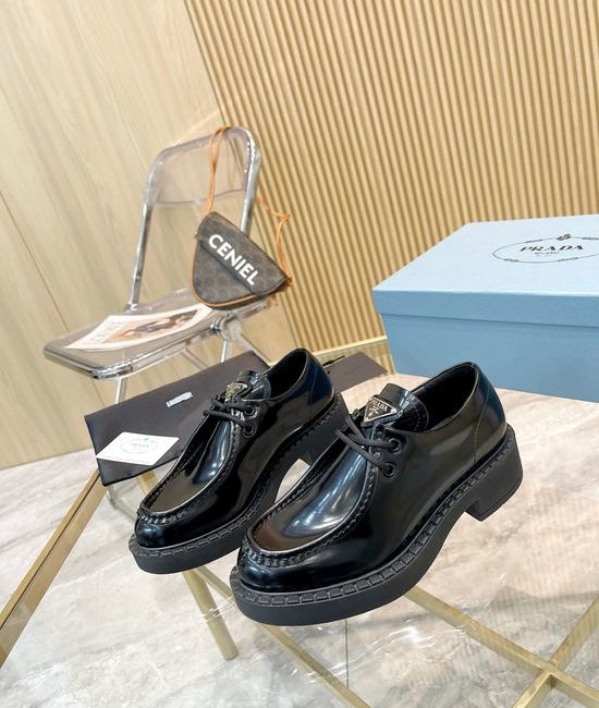 Prada Genuine Leather Casual Shoes with Anti-slip Sole