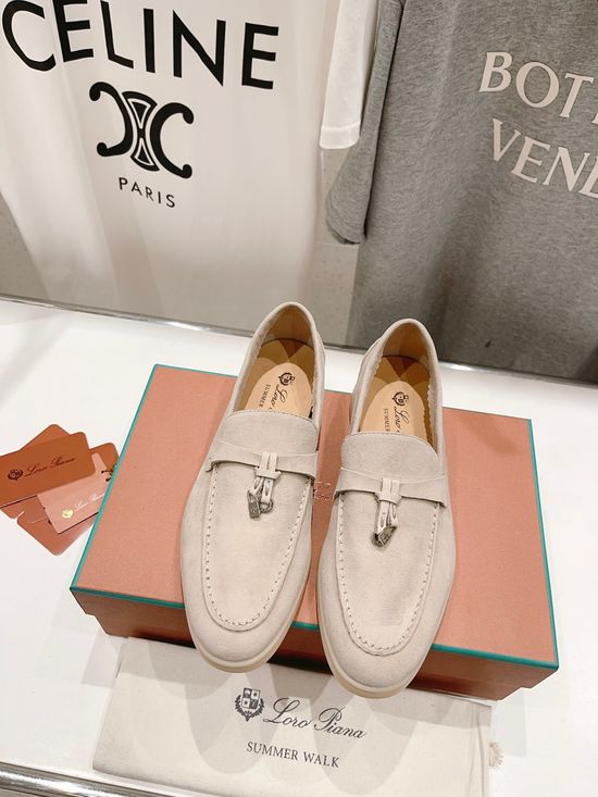 Loro Piana Classic Comfortable Suede Loafers with Knit Upper