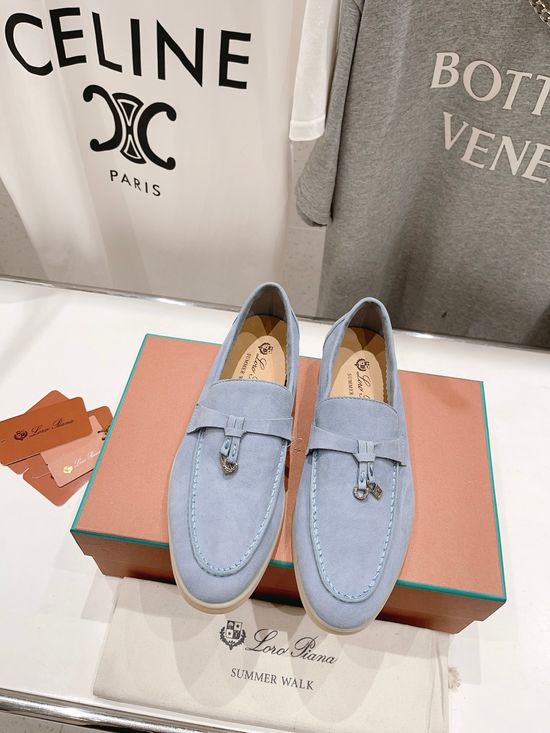 Loro Piana Classic Comfortable Suede Loafers with Knit Upper