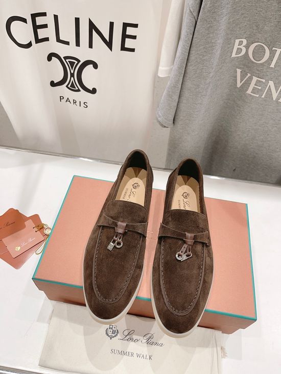 Loro Piana Classic Comfortable Suede Loafers with Knit Upper
