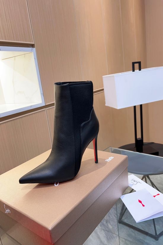 Louis Vuitton Stretchy Rhinestone Pointed Toe Stiletto Ankle Boots Red Sole