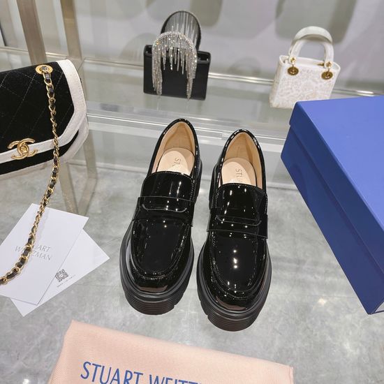 Prada Pointed Toe Thick Sole Loafers with Metal Buckle