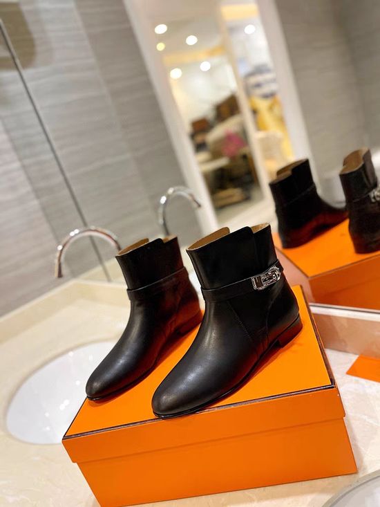 Hermes Timeless Low-heel Leather Boots in Multiple Colors