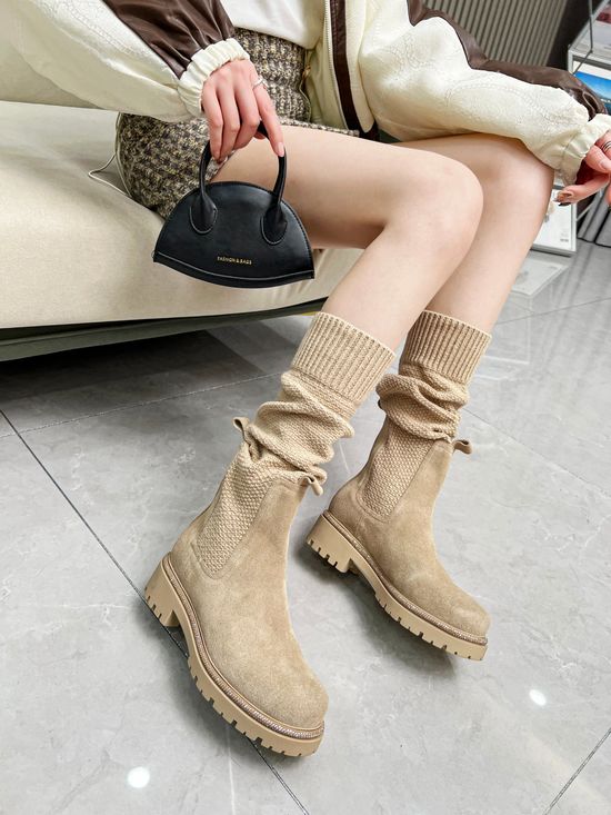 Rene Caovilla Embellished Stretch Knit Chunky Heel Ankle Boots