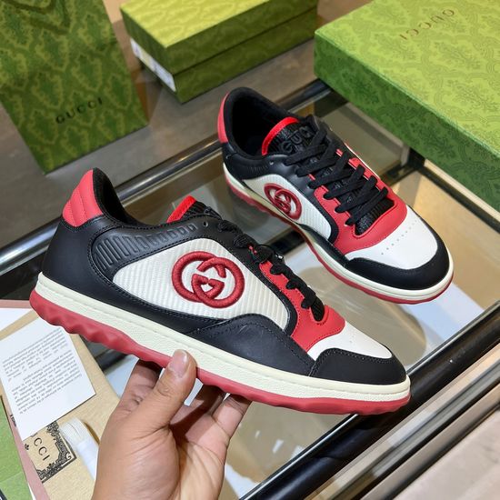 Gucci Vintage Distressed Leather Sneakers Non-slip Sole Breathable Lining