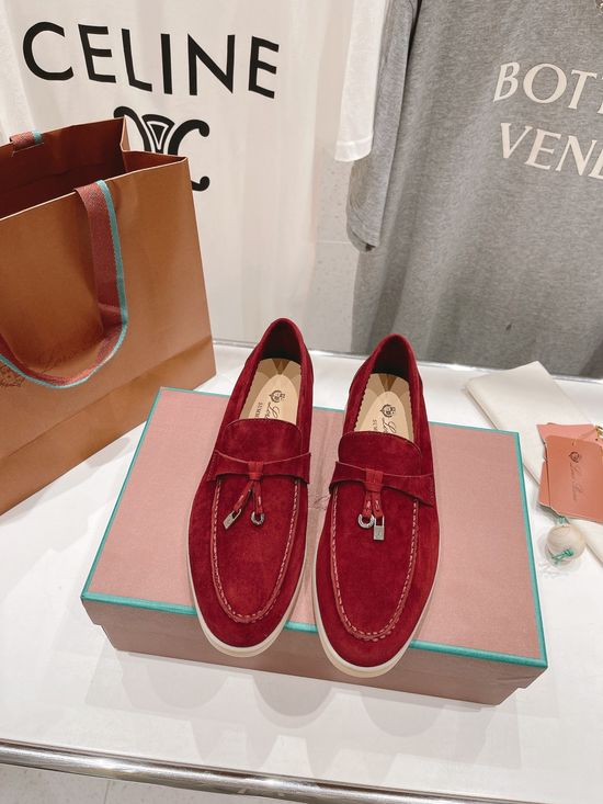 Loro Piana Classic Comfortable Suede Loafers with Knit Upper