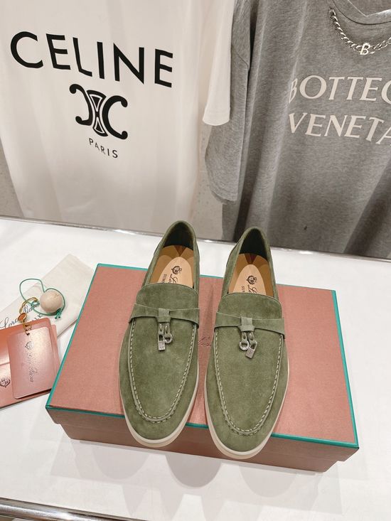 Loro Piana Classic Comfortable Suede Loafers with Knit Upper