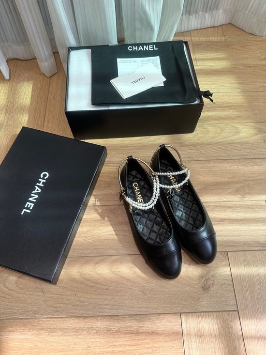 Chanel Camellia Chain Decor Ballet Flats Premium Leather Comfort Shoes