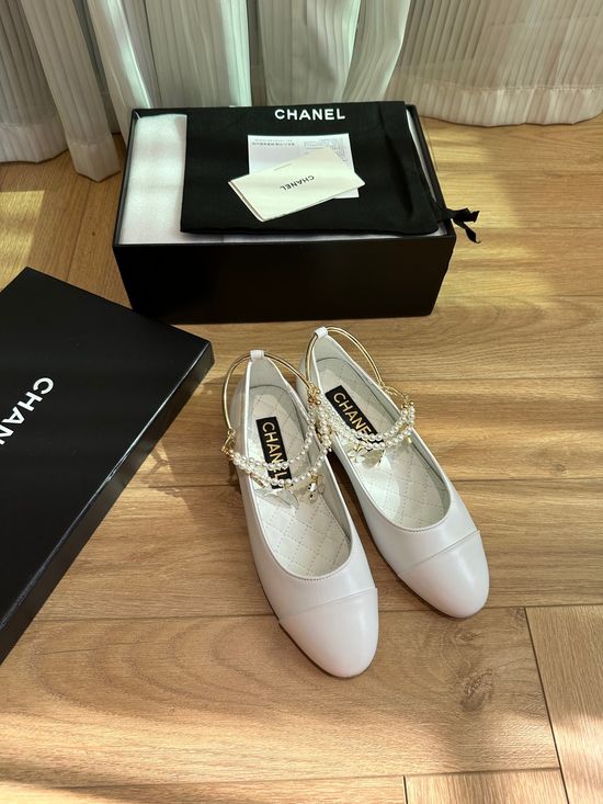 Chanel Camellia Chain Decor Ballet Flats Premium Leather Comfort Shoes