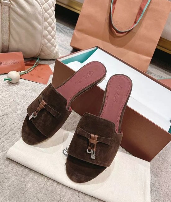 Loro Piana Soft Suede Upper Comfortable Casual Slide Sandals