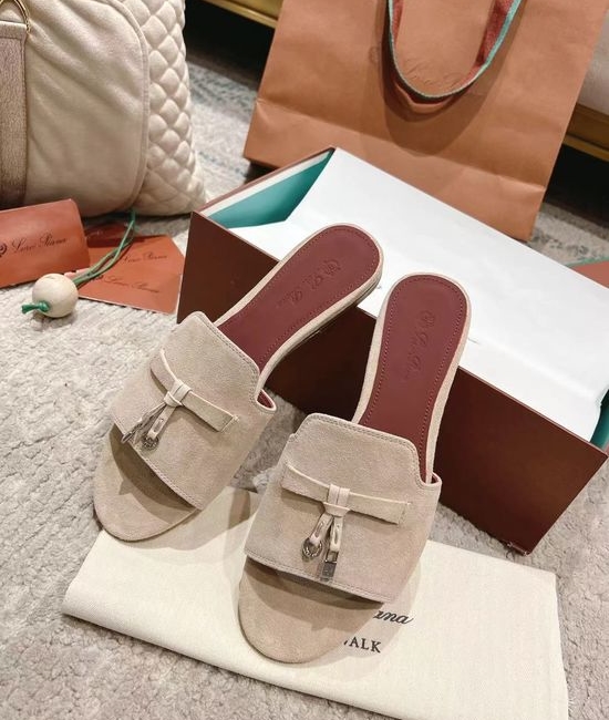 Loro Piana Soft Suede Upper Comfortable Casual Slide Sandals
