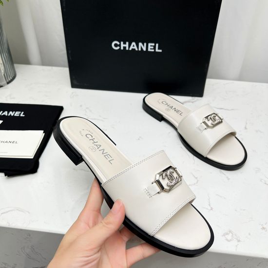 Chanel Premium Leather Casual Slip On Slides