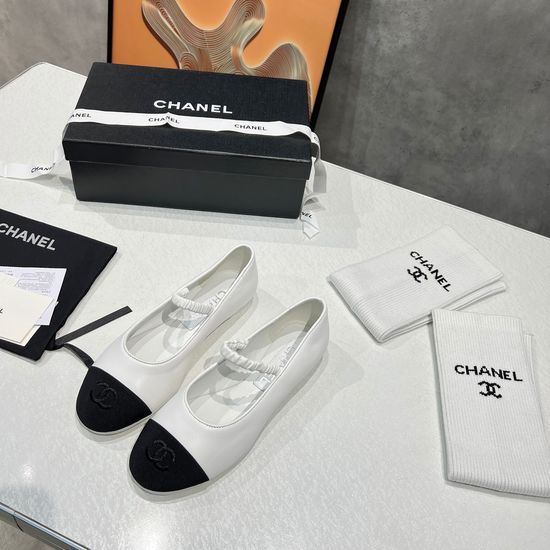 Chanel Detachable Knit Sock Mary Jane Flats Non-slip Leather Sole Shoes
