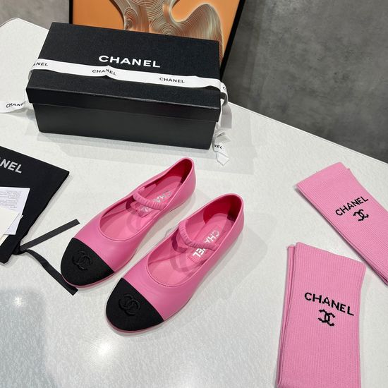 Chanel Detachable Knit Sock Mary Jane Flats Non-slip Leather Sole Shoes