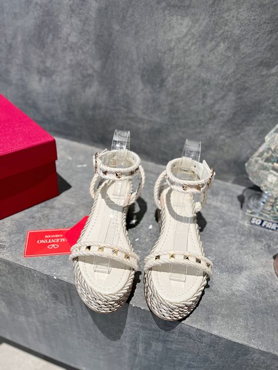 Valentino Studded Espadrille Wedge Sandals Comfortable Non-slip Sole