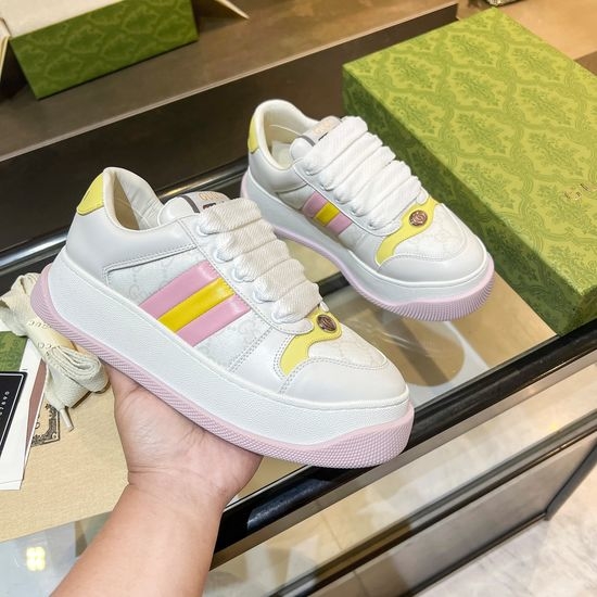 Gucci Classic Canvas Sneakers Leather Accents Comfortable Thick Sole