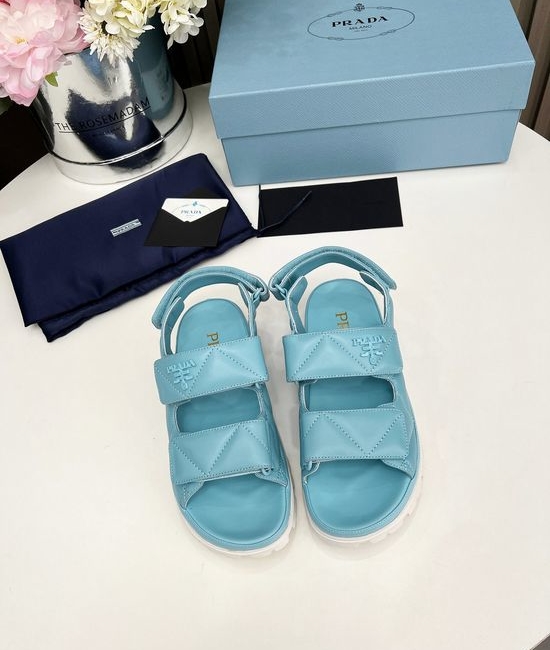 Prada Classic Platform Sandals Soft Sheepskin Lining Comfortable