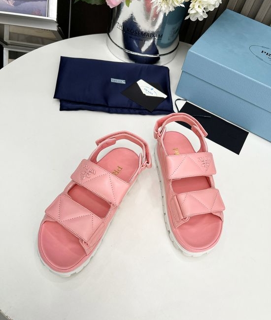 Prada Classic Platform Sandals Soft Sheepskin Lining Comfortable