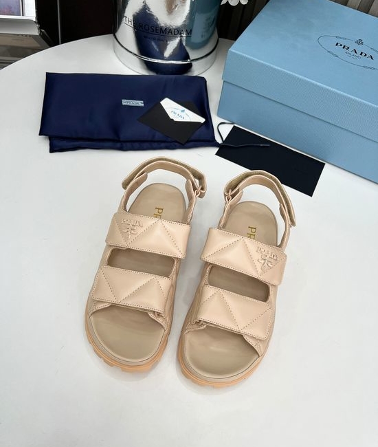 Prada Classic Platform Sandals Soft Sheepskin Lining Comfortable