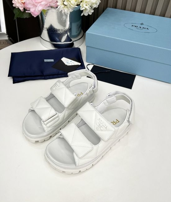 Prada Classic Platform Sandals Soft Sheepskin Lining Comfortable