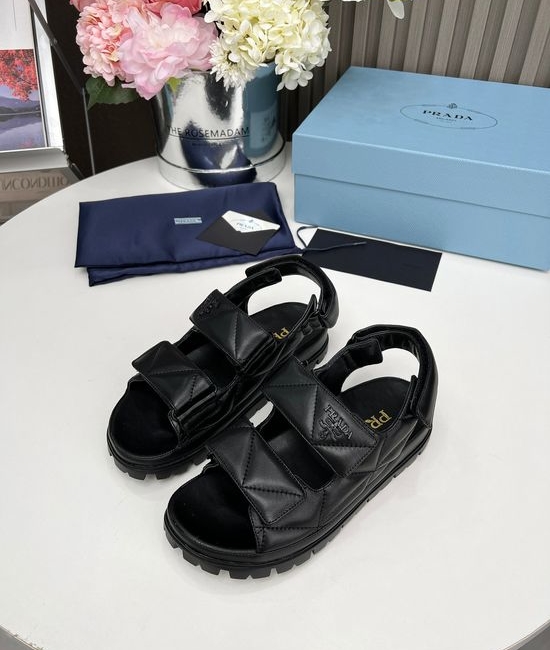 Prada Classic Platform Sandals Soft Sheepskin Lining Comfortable