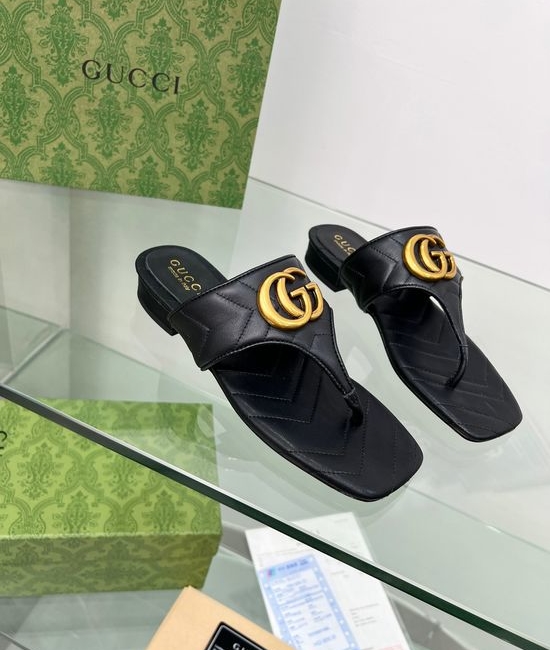 Gucci Embroidered Sheepskin Upper Slides with Hardware