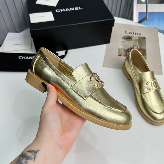 Chanel Vintage Style Square Toe Loafers Genuine Leather Upper Shoes