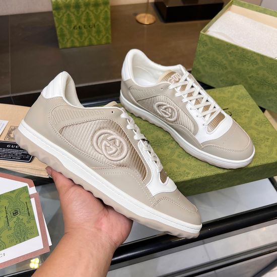 Gucci Vintage Distressed Leather Sneakers Non-slip Sole Breathable Lining