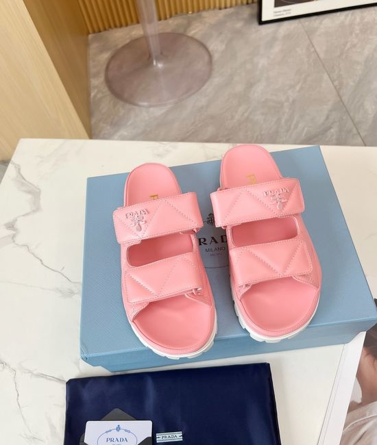 Prada Platform Sandals Soft Sheepskin Lining 6CM Height Comfortable
