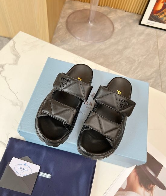 Prada Platform Sandals Soft Sheepskin Lining 6CM Height Comfortable