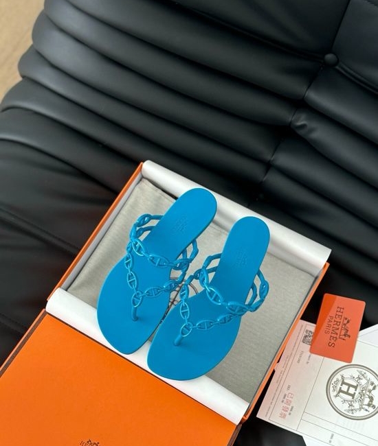 Hermes Chain Decor TPU Flip Flops Soft Comfortable Glossy Sole