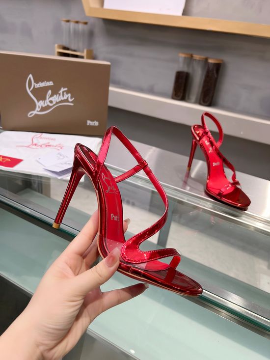 Christian Louboutine Handmade Transparent Panel Stiletto Sandals with Red Sole