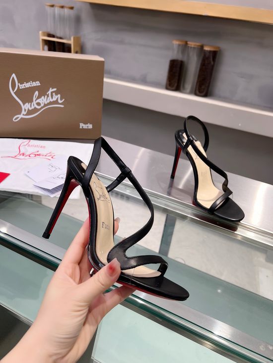 Christian Louboutine Handmade Transparent Panel Stiletto Sandals with Red Sole