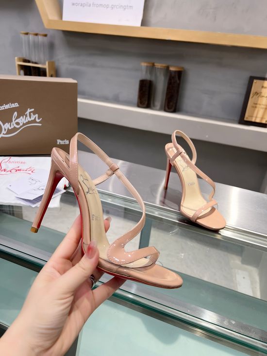 Christian Louboutine Handmade Transparent Panel Stiletto Sandals with Red Sole