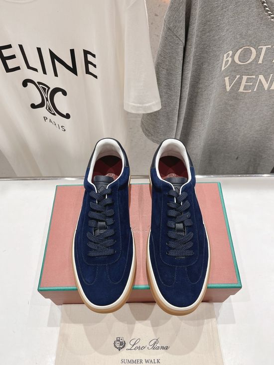 Loro Piana Comfortable Soft Cowhide Lace-up Casual Shoes for Daily Use