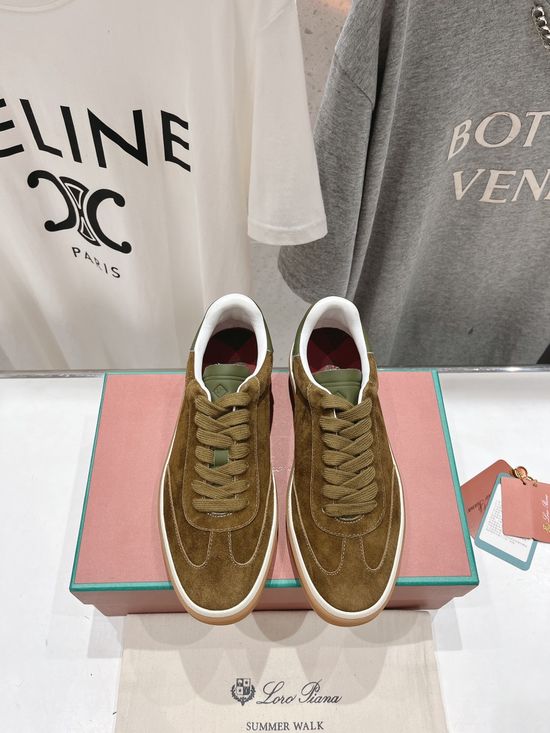 Loro Piana Comfortable Soft Cowhide Lace-up Casual Shoes for Daily Use
