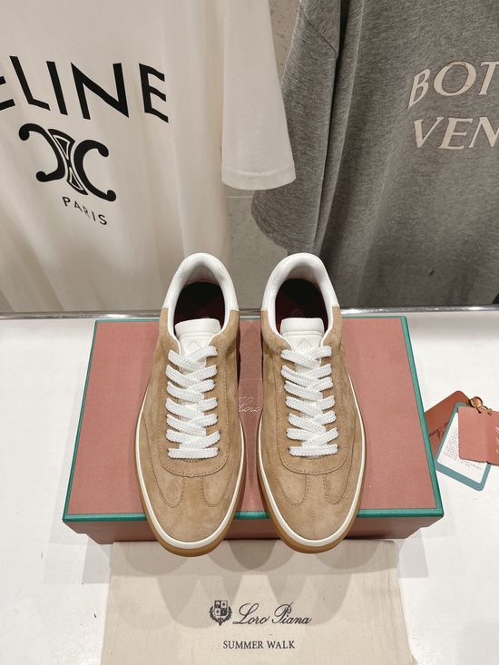 Loro Piana Comfortable Soft Cowhide Lace-up Casual Shoes for Daily Use